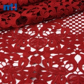 Burgundy Embroidered Lace Fabric