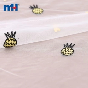 Pineapple Embroidered Mesh Fabric
